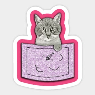 Cat Thief in Pocket! Pencil Drawing Edition 3 Sticker